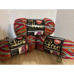 With Love Yarn Lot 3 skeins Fruit Punch Red Heart Premium Acrylic